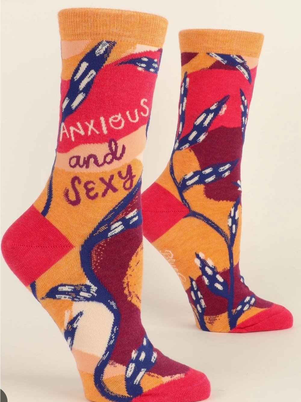 Anxious and Sexy Orange Patterned Crew Socks